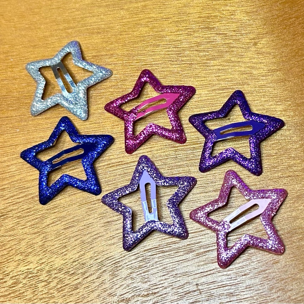 NWOT Glitter Star Hair Clip Set - Picture 4 of 5